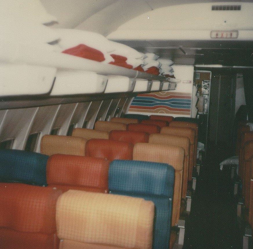 December 1978 The back area of the economy cabin on Pan Am Boeing 707 tail number N886PA.